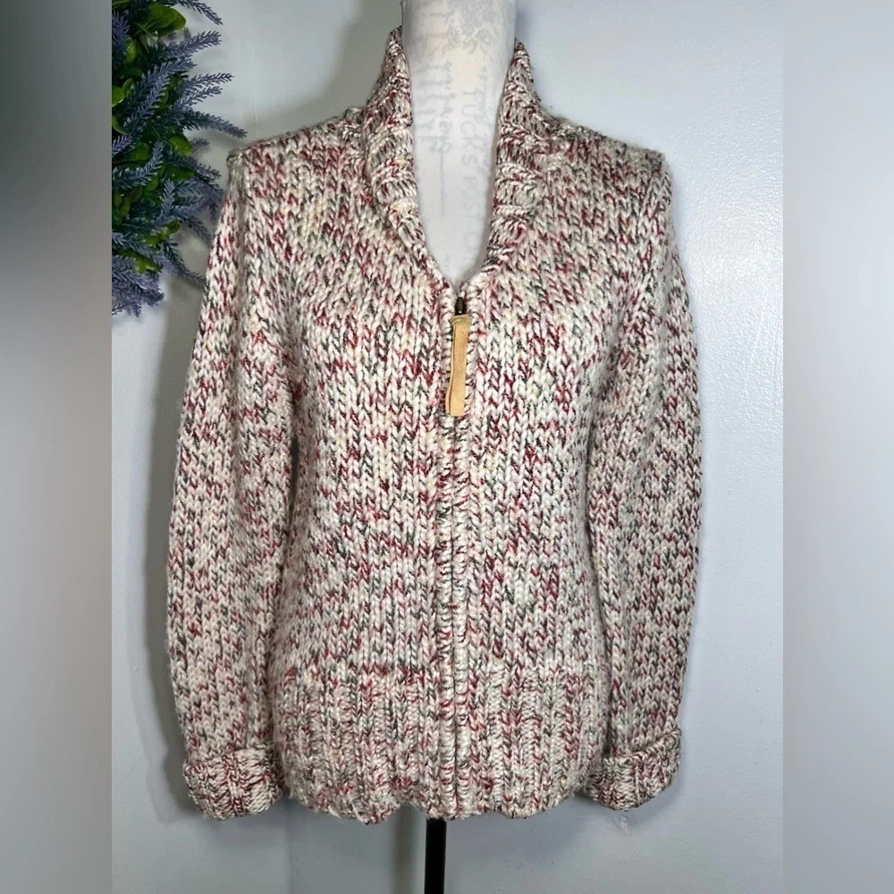 Vintage Tommy jeans, L, wool woven front zip long sleeve shawl collar Cardigan‎